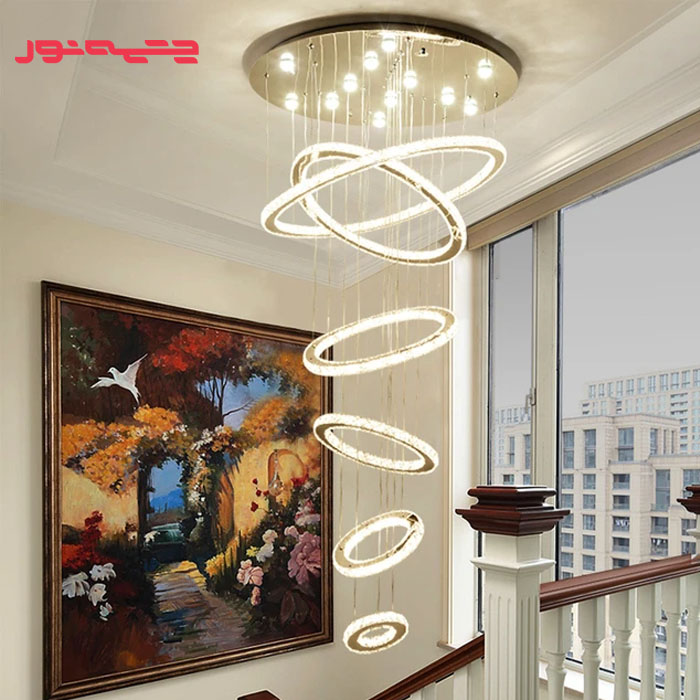 6 کاربرد لوستر حلقه ای مدرن در دکوراسیون