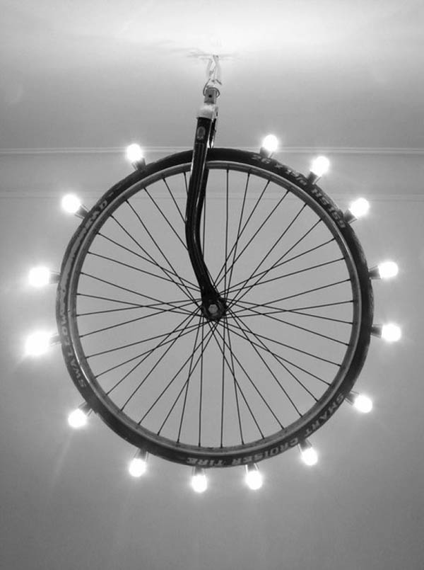 ساخت لوستر در خانه با چرخ دوچرخه