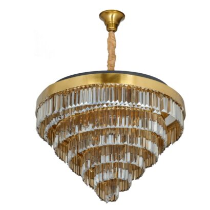 لوستر فلزی چشمه نور کد N2689/60 طلایی با کریستال