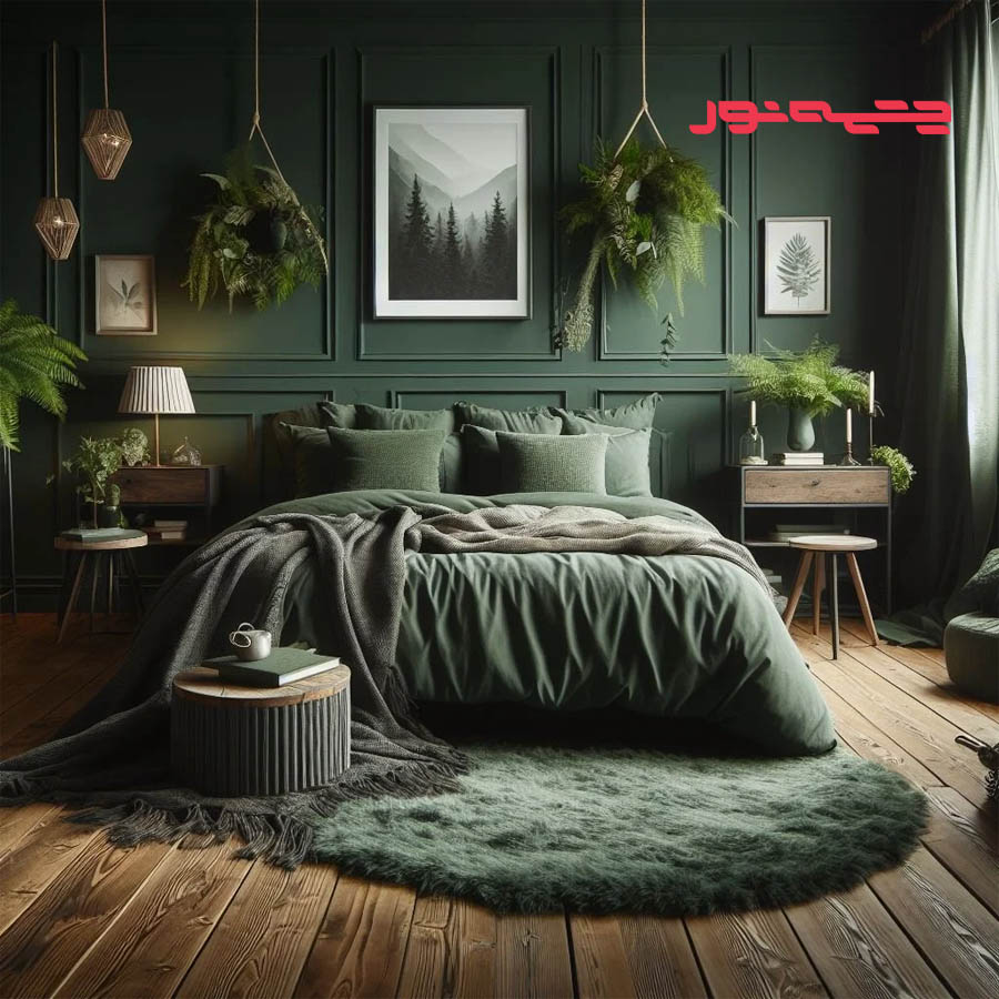 15 ایده مدرن اتاق خواب سبز جنگلی